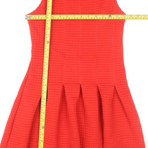 H&M Women’s Red XS Skater Dress Sleeveless Scoop Neck
