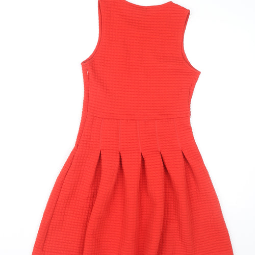 H&M Women’s Red XS Skater Dress Sleeveless Scoop Neck