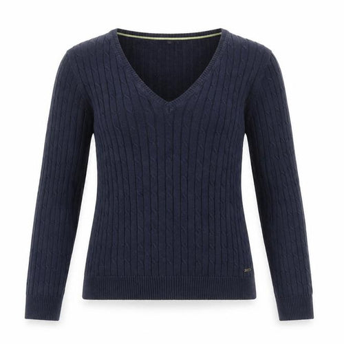 Hampton Republic Women’s Blue XS V-Neck Cable-Knit Jumper