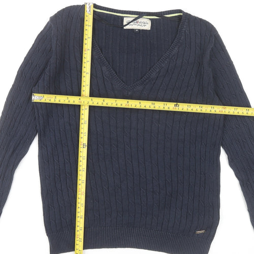 Hampton Republic Women’s Blue XS V-Neck Cable-Knit Jumper