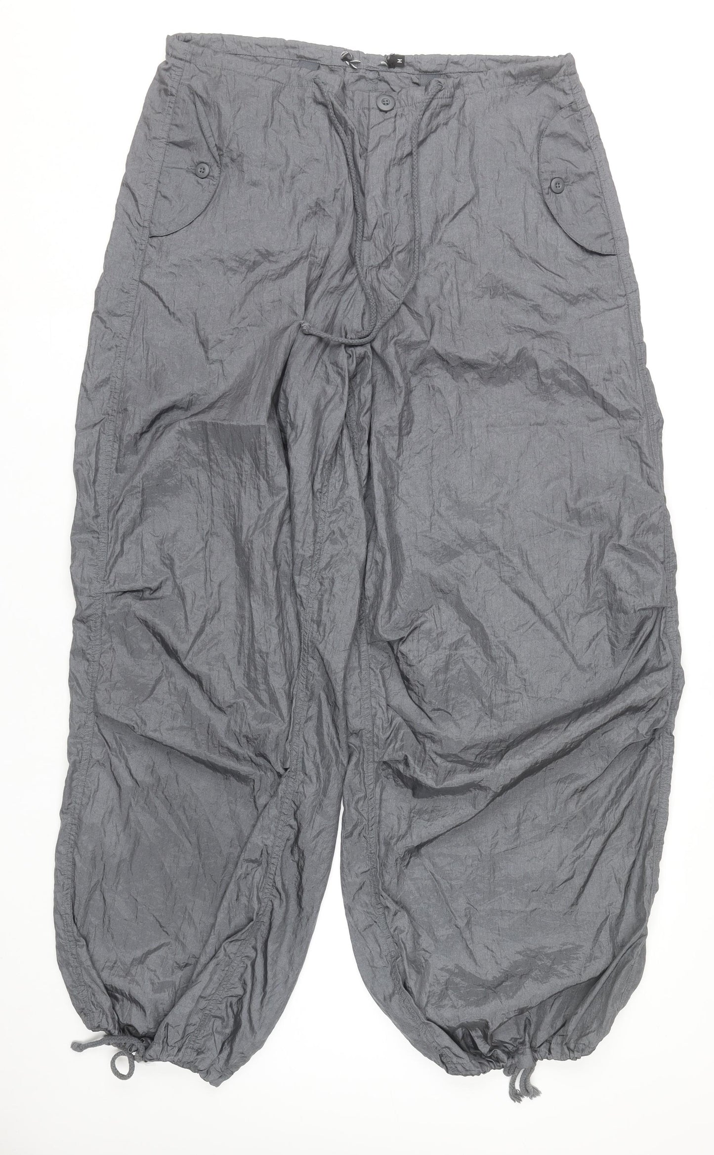 Motel Womens Grey Cargo Trousers Wide-Leg M Polyester