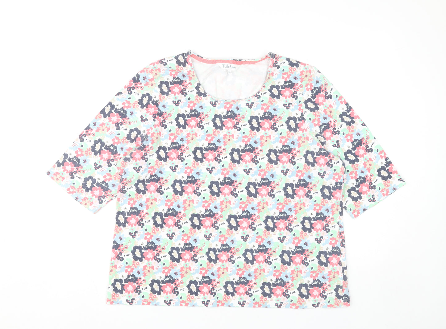 Tulchan Women’s Multicoloured Floral Jersey T-Shirt Size 20