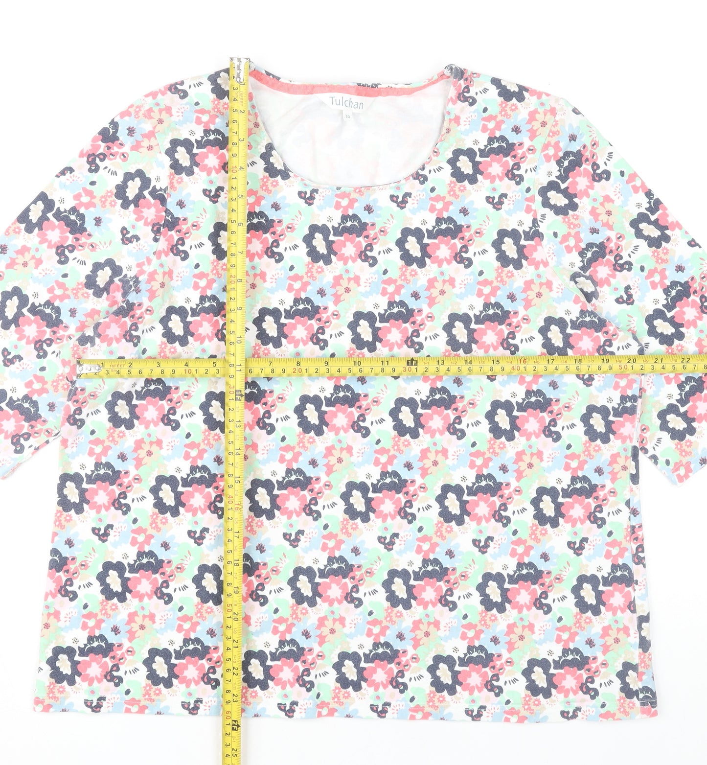 Tulchan Women’s Multicoloured Floral Jersey T-Shirt Size 20