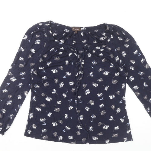 Phase Eight Women's Blue Floral Blouse Size 8 Viscose Tunic Top