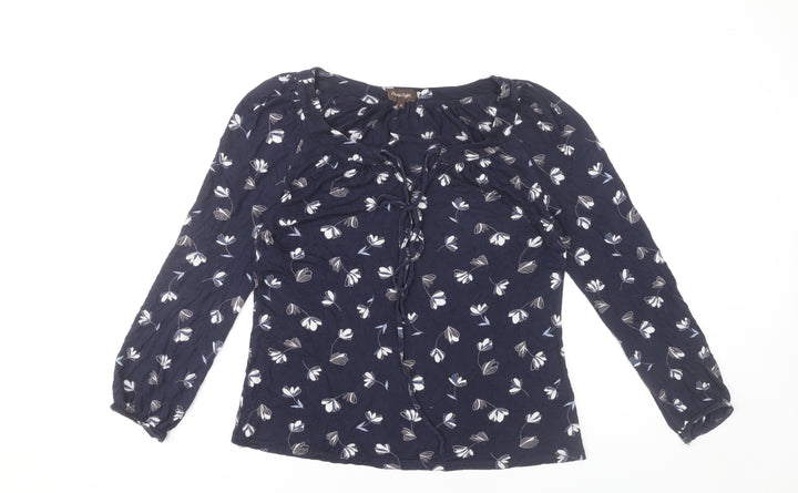 Phase Eight Women's Blue Floral Blouse Size 8 Viscose Tunic Top