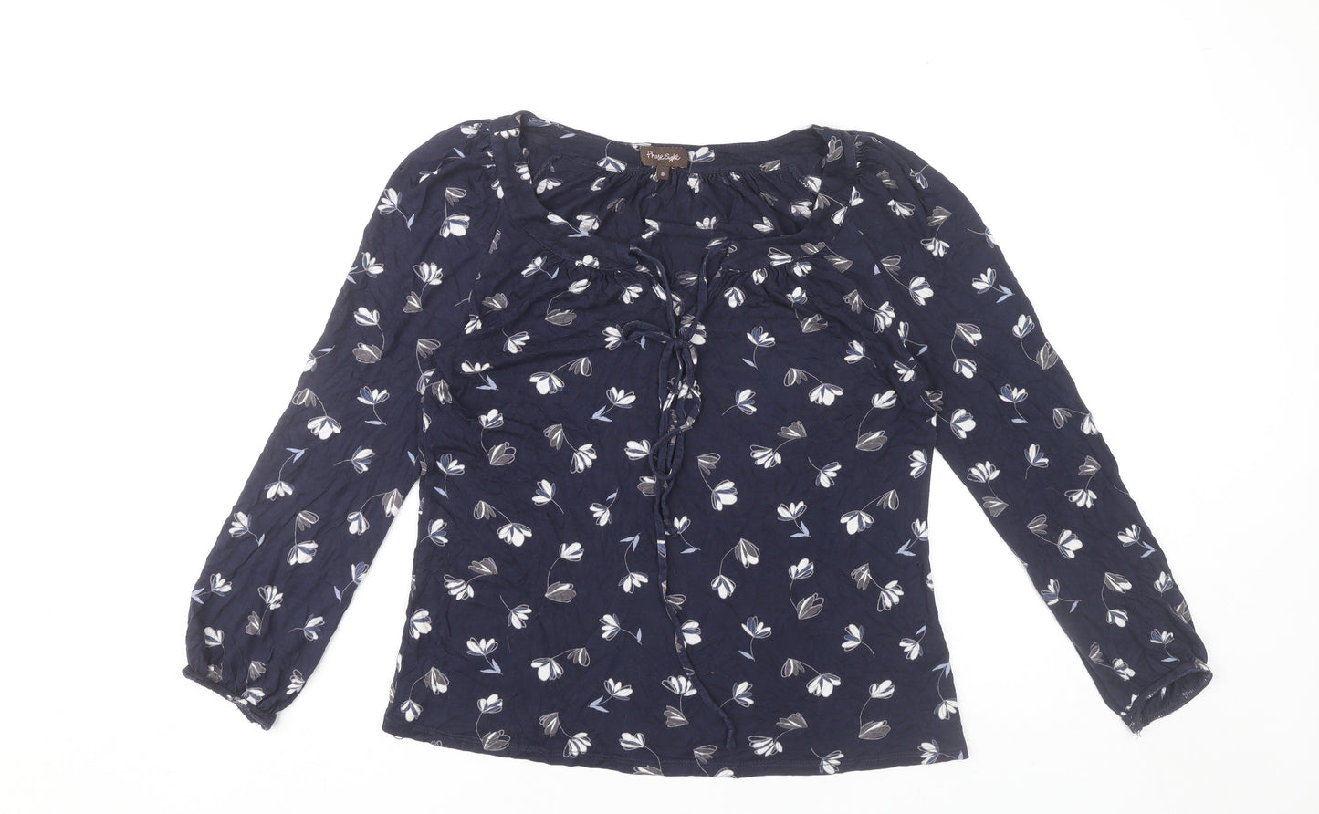 Phase Eight Women's Blue Floral Blouse Size 8 Viscose Tunic Top