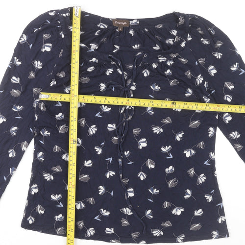 Phase Eight Women's Blue Floral Blouse Size 8 Viscose Tunic Top