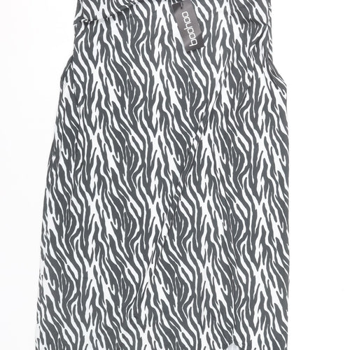 Boohoo Women’s Black Zebra Print Bodycon Mini Dress Size 8