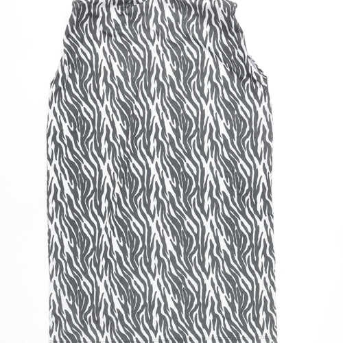 Boohoo Women’s Black Zebra Print Bodycon Mini Dress Size 8