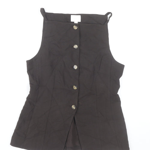 H&M Women’s Black Sleeveless Button Blouse Size 10 Viscose Blend