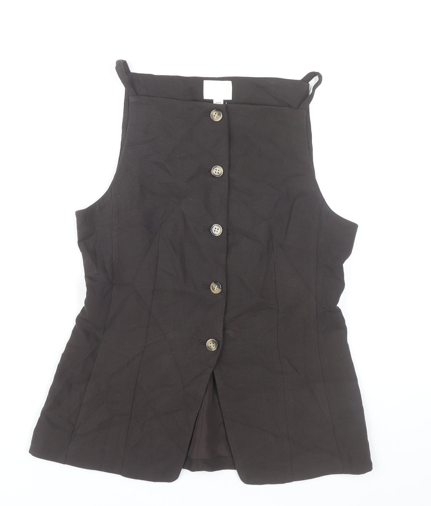 H&M Women’s Black Sleeveless Button Blouse Size 10 Viscose Blend