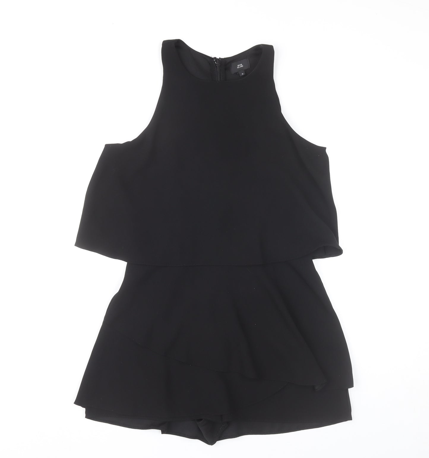 River Island Women’s Black Playsuit Size 10 Sleeveless Layered Partywear