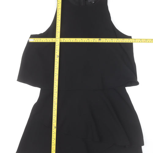 River Island Women’s Black Playsuit Size 10 Sleeveless Layered Partywear