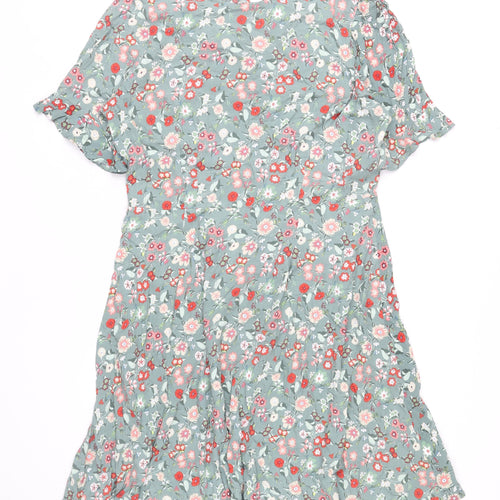 Next Women’s Green Floral A-Line Knee Length Dress Size 12 Tall