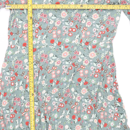 Next Women’s Green Floral A-Line Knee Length Dress Size 12 Tall