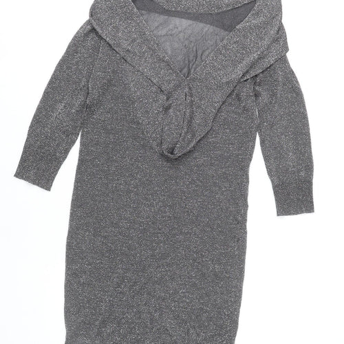 Topshop Women Grey Glitter Bodycon Dress Size 14 Partywear