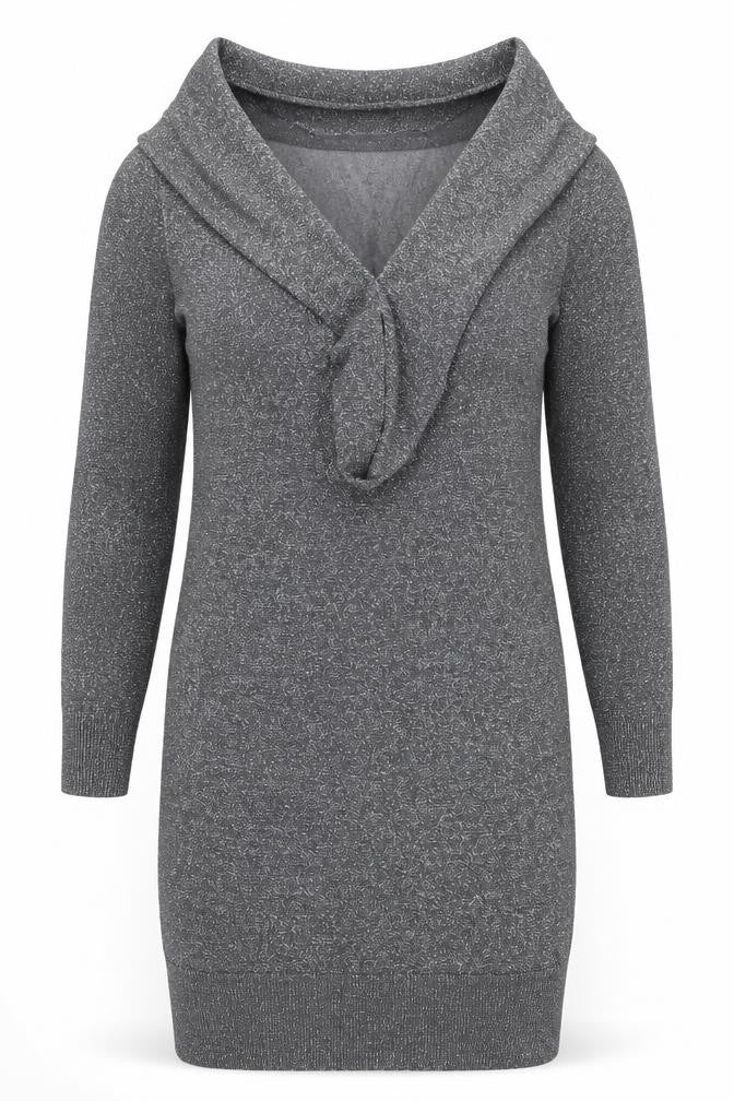 Topshop Women Grey Glitter Bodycon Dress Size 14 Partywear