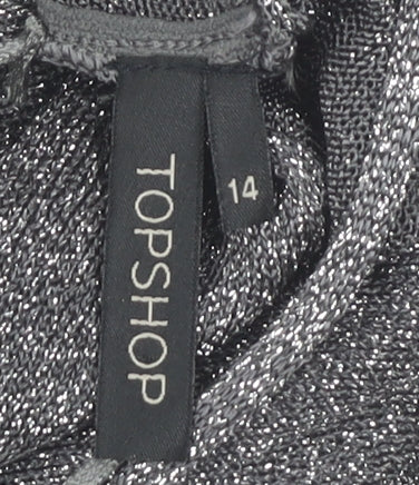 Topshop Women Grey Glitter Bodycon Dress Size 14 Partywear