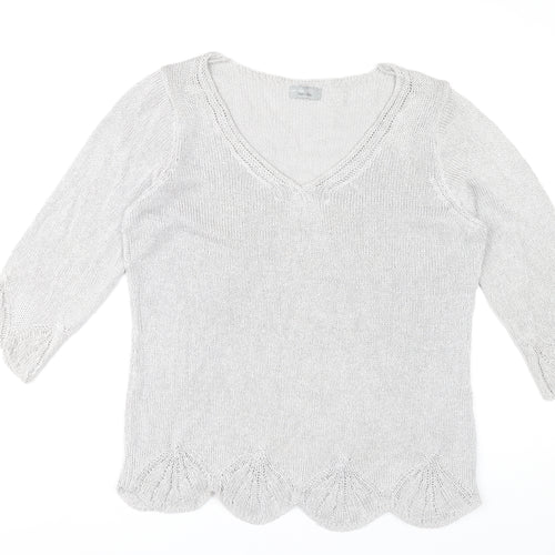 Marks and Spencer Women’s Grey V-Neck Pullover Jumper Size L