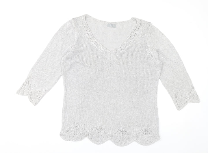 Marks and Spencer Women’s Grey V-Neck Pullover Jumper Size L