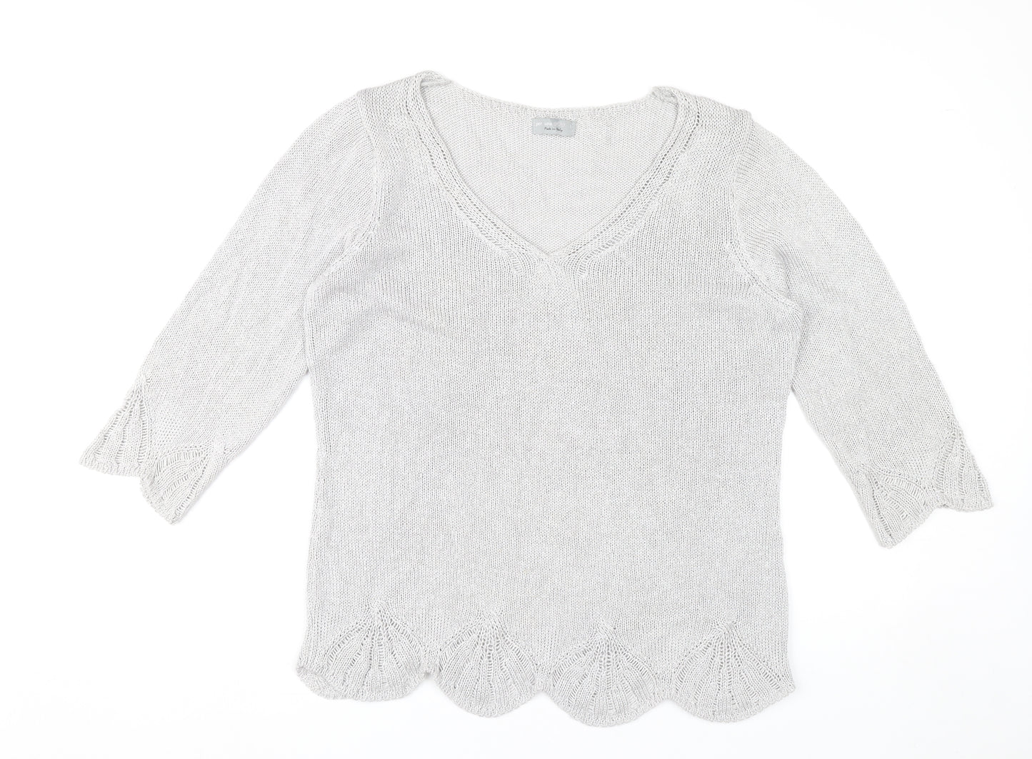 Marks and Spencer Women’s Grey V-Neck Pullover Jumper Size L