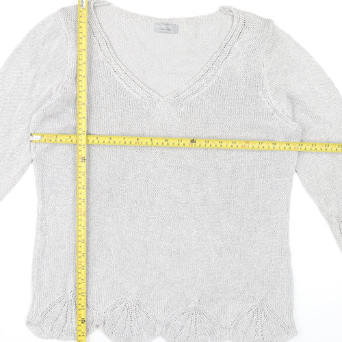 Marks and Spencer Women’s Grey V-Neck Pullover Jumper Size L