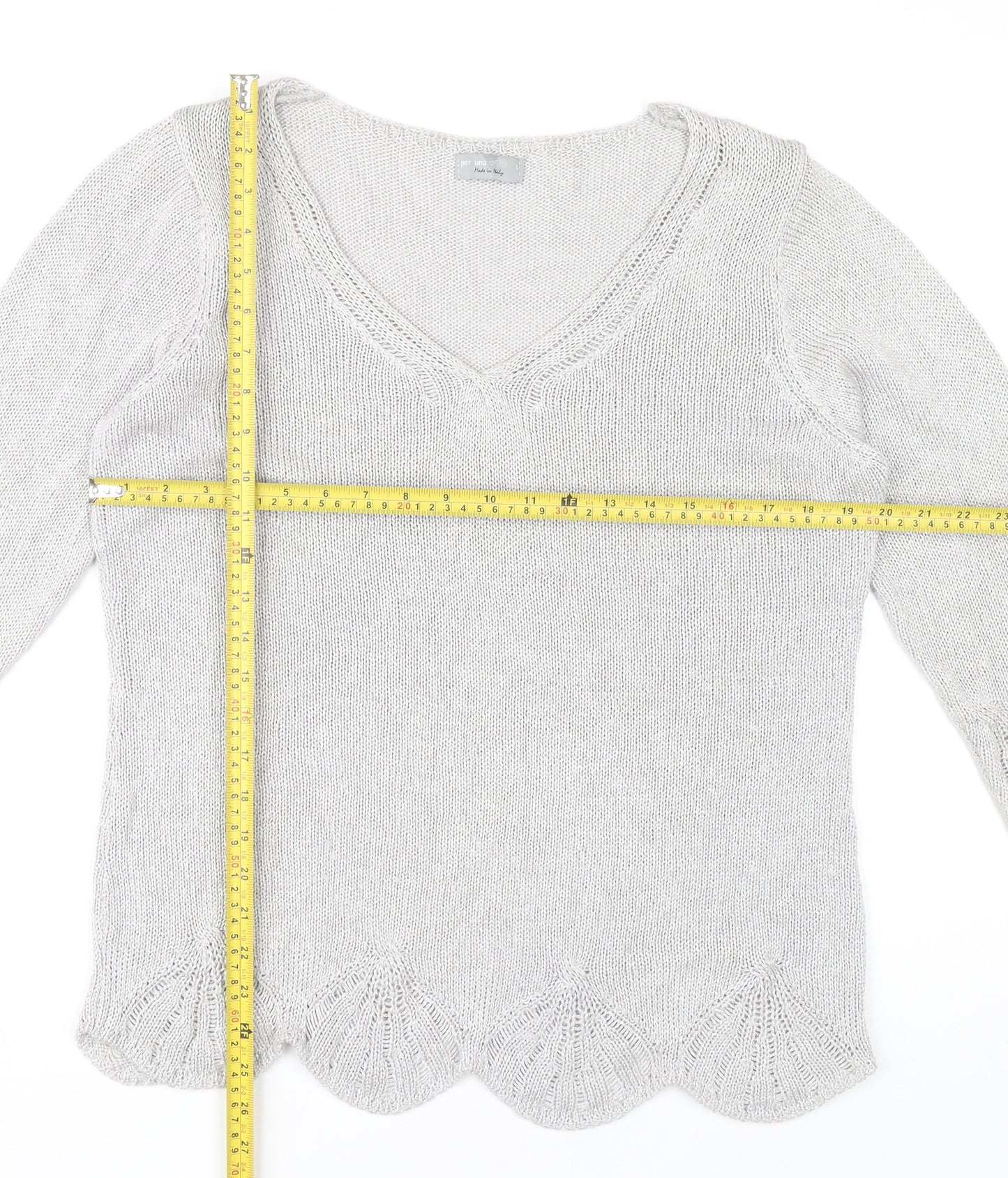 Marks and Spencer Women’s Grey V-Neck Pullover Jumper Size L