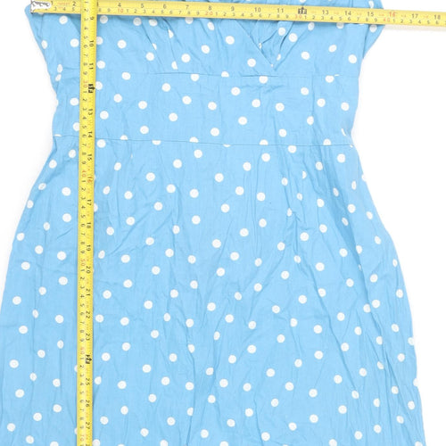 Joules Women’s Blue Polka Dot Cotton A-Line Sleeveless Dress Size 12