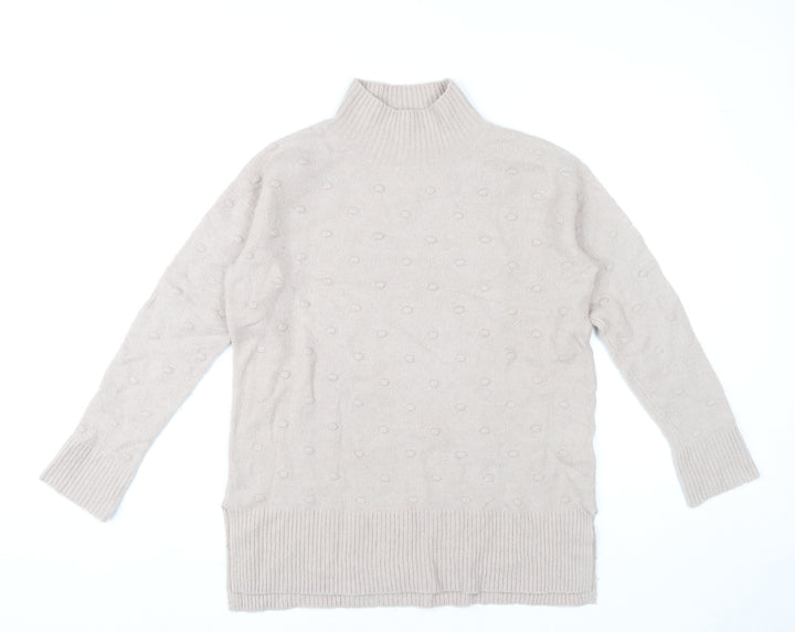 Fat Face Women’s Beige Mock Neck Wool Blend Jumper Size 6