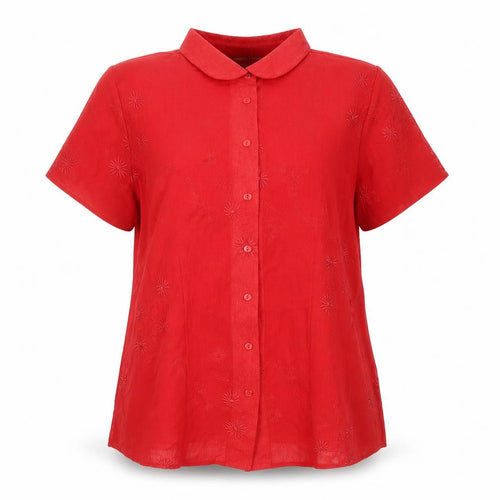 Joanna Hope Women’s Red Embroidered Button-Up Blouse Size 18