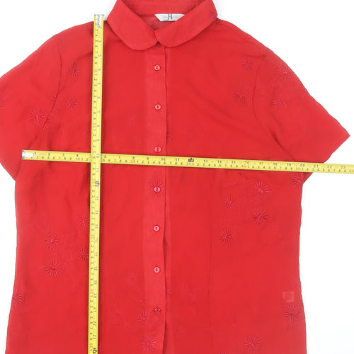 Joanna Hope Women’s Red Embroidered Button-Up Blouse Size 18