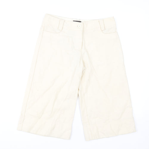 River Island Women’s Beige Wool Blend Cropped Wide-Leg Trousers Size 8