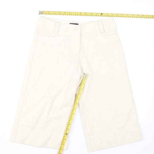 River Island Women’s Beige Wool Blend Cropped Wide-Leg Trousers Size 8
