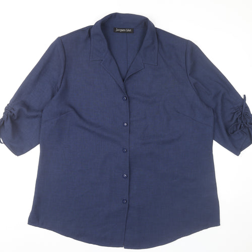 Jacques Vert Womens Blue Blouse UK 20 Button Up 3/4 Sleeve