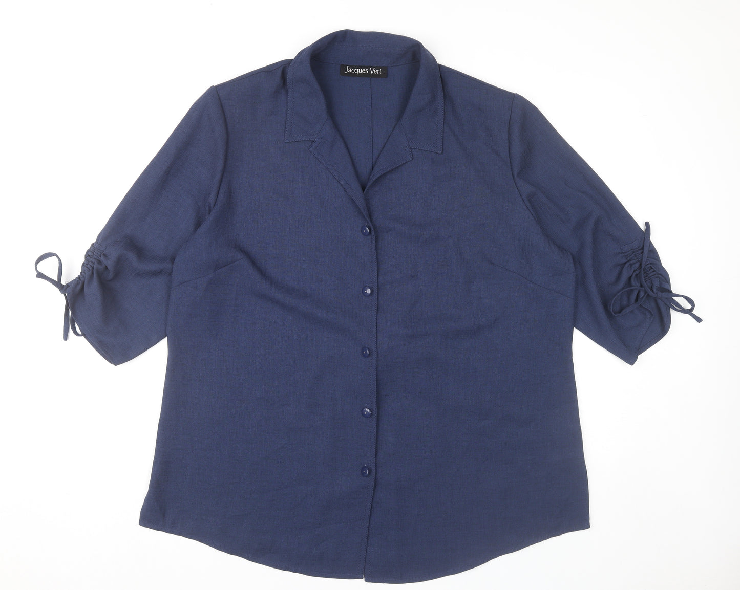 Jacques Vert Womens Blue Blouse UK 20 Button Up 3/4 Sleeve
