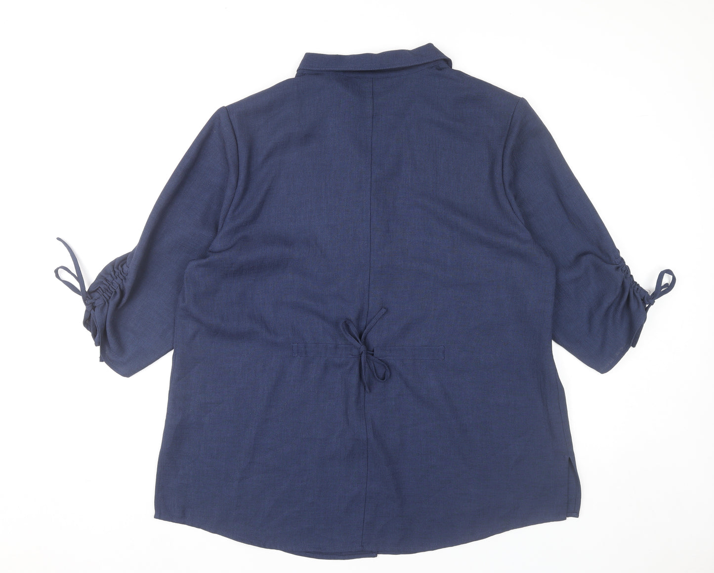 Jacques Vert Womens Blue Blouse UK 20 Button Up 3/4 Sleeve
