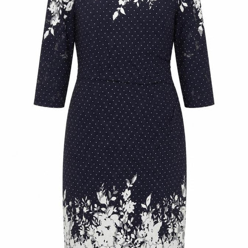 Phase Eight Women’s Black Floral Polka Dot Knee Length Sheath Dress Size 12