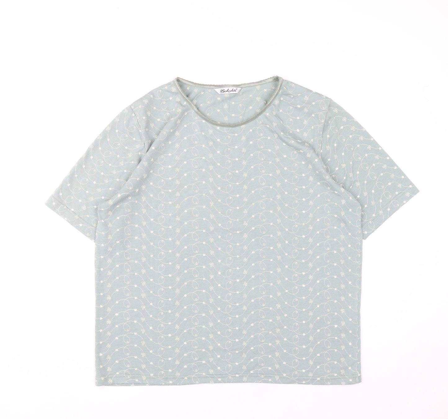 Berkertex Women’s Green Floral Short Sleeve T-Shirt Size 16