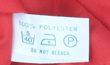 Canda Womens Red Short Sleeve Bow Neck Blouse Size 12 Polyester Classic