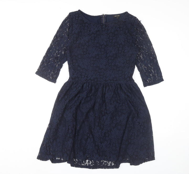 River Island Women’s Blue Lace Fit & Flare Knee Length Dress UK 12