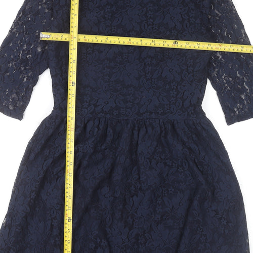 River Island Women’s Blue Lace Fit & Flare Knee Length Dress UK 12