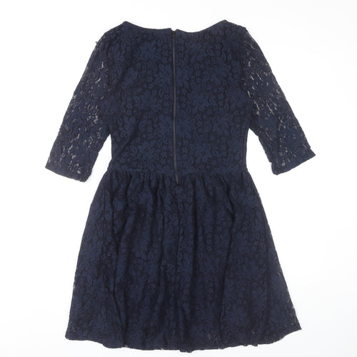 River Island Women’s Blue Lace Fit & Flare Knee Length Dress UK 12