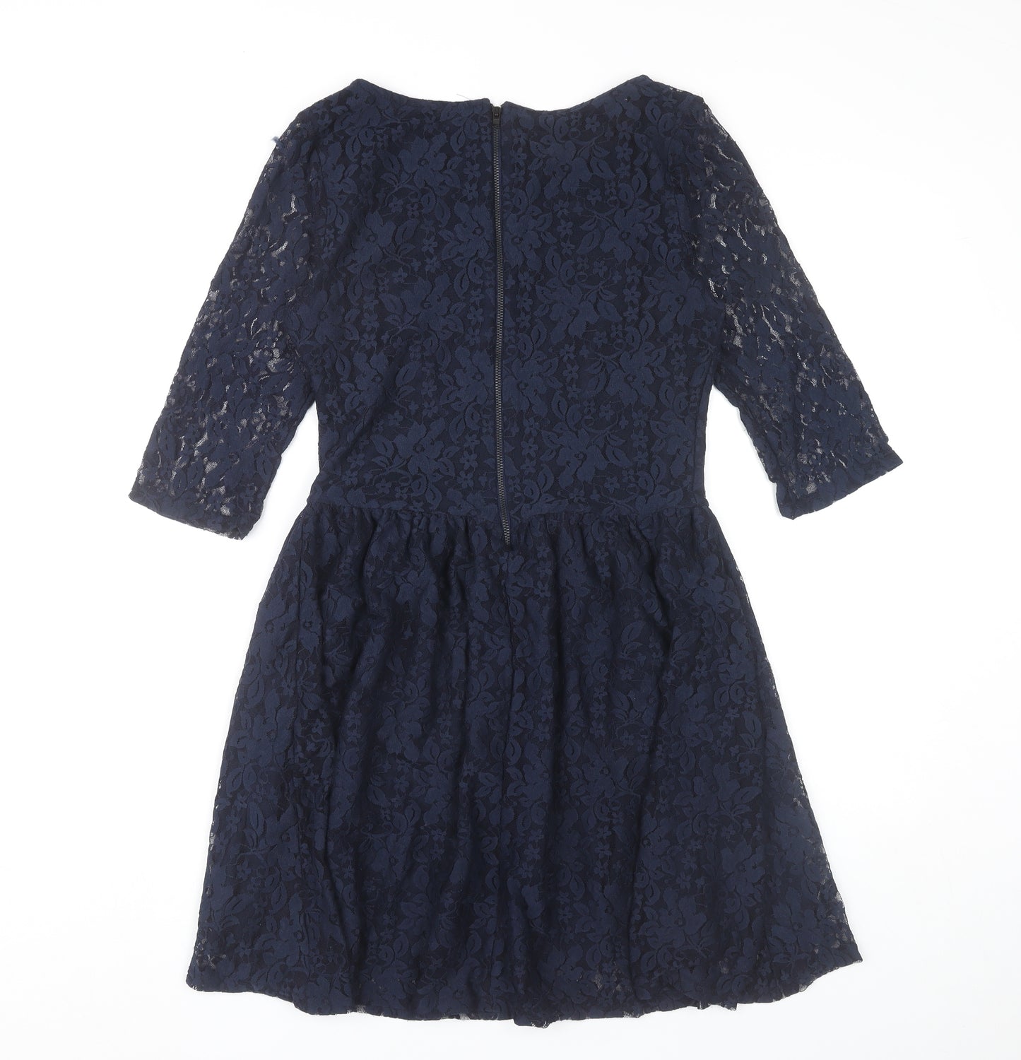 River Island Women’s Blue Lace Fit & Flare Knee Length Dress UK 12