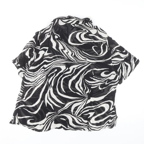 Classics Women Black White Animal Print Button-Up Shirt Size 16