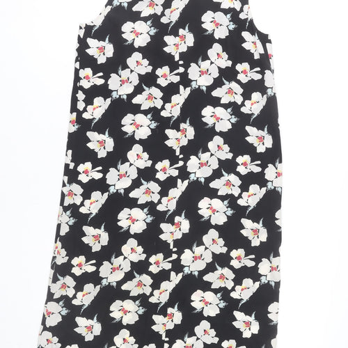 Topshop Women’s Black Floral Shift Dress UK 4 Sleeveless Midi