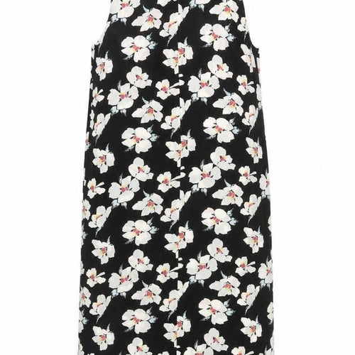 Topshop Women’s Black Floral Shift Dress UK 4 Sleeveless Midi