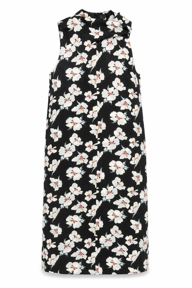 Topshop Women’s Black Floral Shift Dress UK 4 Sleeveless Midi