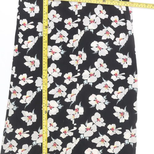 Topshop Women’s Black Floral Shift Dress UK 4 Sleeveless Midi