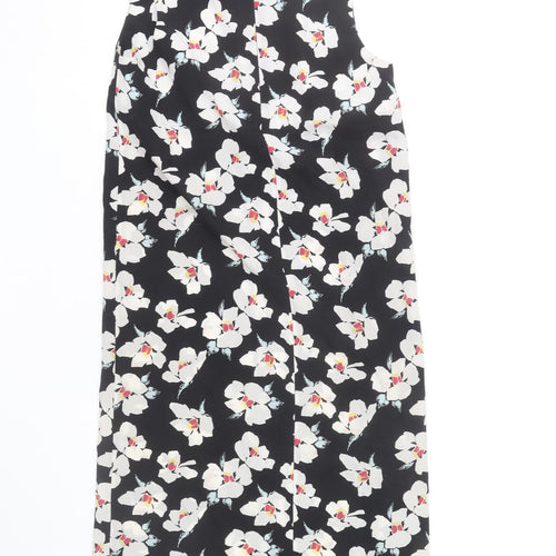 Topshop Women’s Black Floral Shift Dress UK 4 Sleeveless Midi