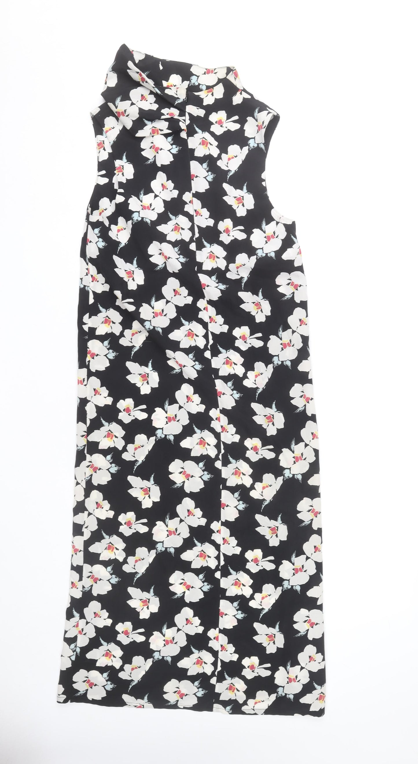Topshop Women’s Black Floral Shift Dress UK 4 Sleeveless Midi